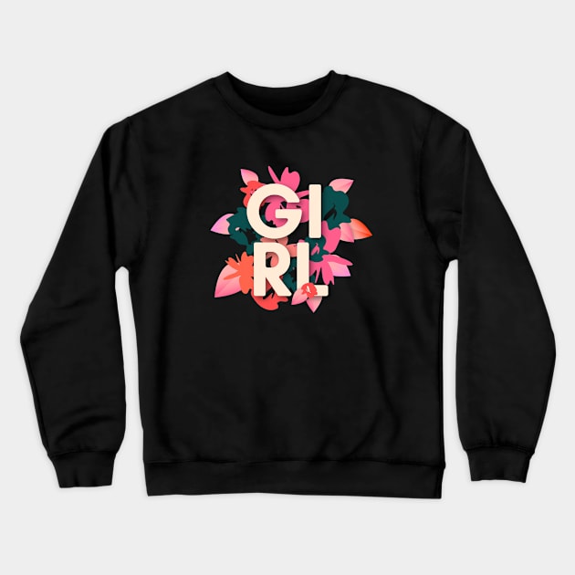 girl flower leaves Crewneck Sweatshirt by Mako Design 